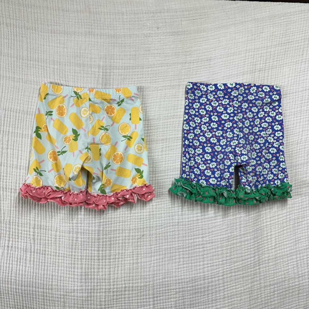 Lot of 2 Matilda Jane Gils Ruffle Shorties SZ 10 Orange You Glad and Blue Floral - Picture 8 of 10